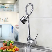 Бесплатная доставка Pull Out Спрей Кухня кран смесителя, раскладная опрыскиватель Кухня кран Нержавеющая сталь хром латунь материал