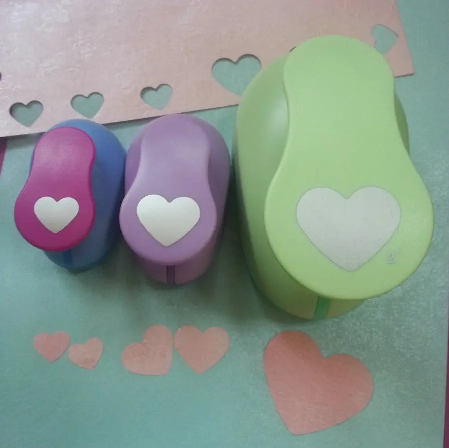 3pcs(5cm,2.5cm,1.6cm) cortador de papel de scrapbook loving Heart shape