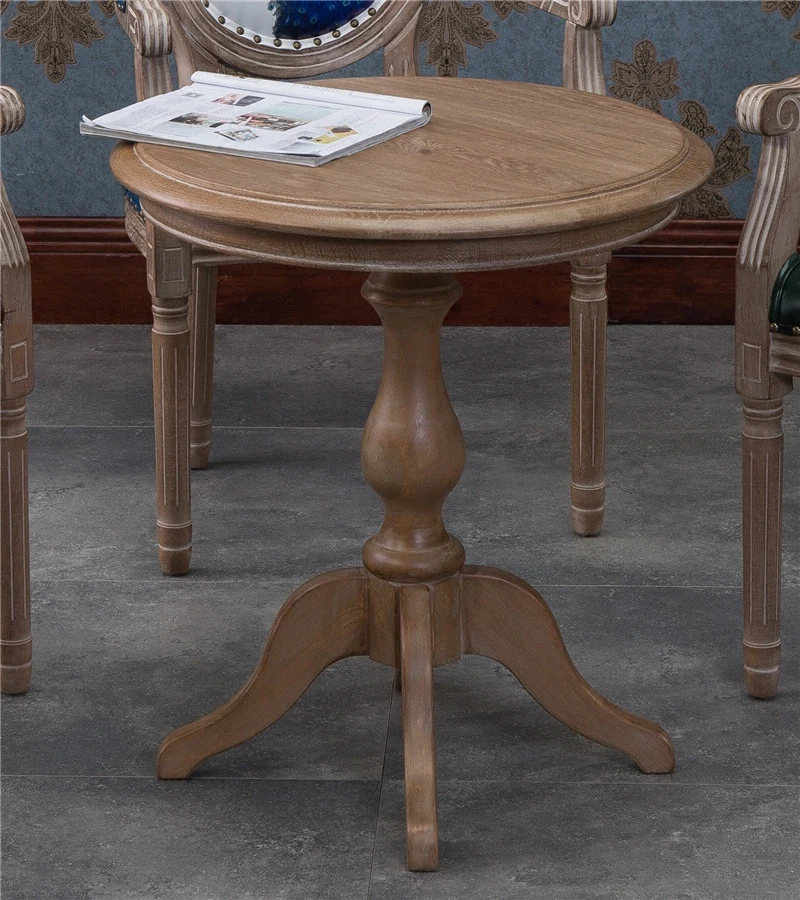Solid wood small round table American sofa side table European minimalist round tea table Small coffee side table