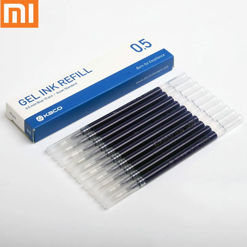 4 вида цветов Xiaomi Youpin Kaco геля чернил Refill Стандартный Универсальный 10 шт./кор. гелевые ручки 0,5 мм для заправки зажигалок школьные канцелярские принадлежности