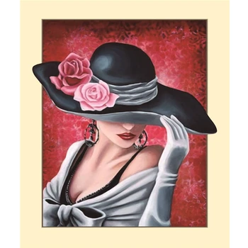 

Painting Diamond Diy Square \ Round diamond embroidery full of diamonds Mosaic cross stitch living room decoration Wear a hat