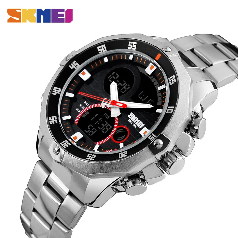 

SKMEI Men Luxury Quartz Watches Multifunction Double Time Digital Watch Fashion Sports Military 30M Waterproof Wristwatch XFCS