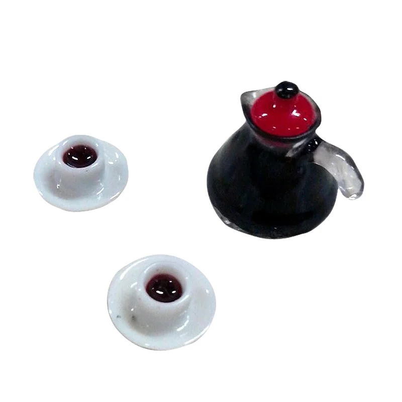

3 Piece Set Coffee Pot Cup and Saucer Dollhouse Miniature