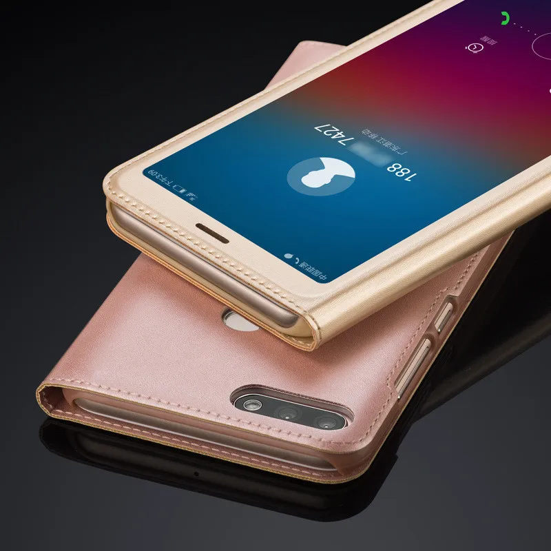 

WeeYRN Open Window Leather Flip Case Huawei Honor 7C LND-AL30 AUM-L41 Luxury Case Full Cover Huawei Y7 Prime 2018/Nova 2 lite