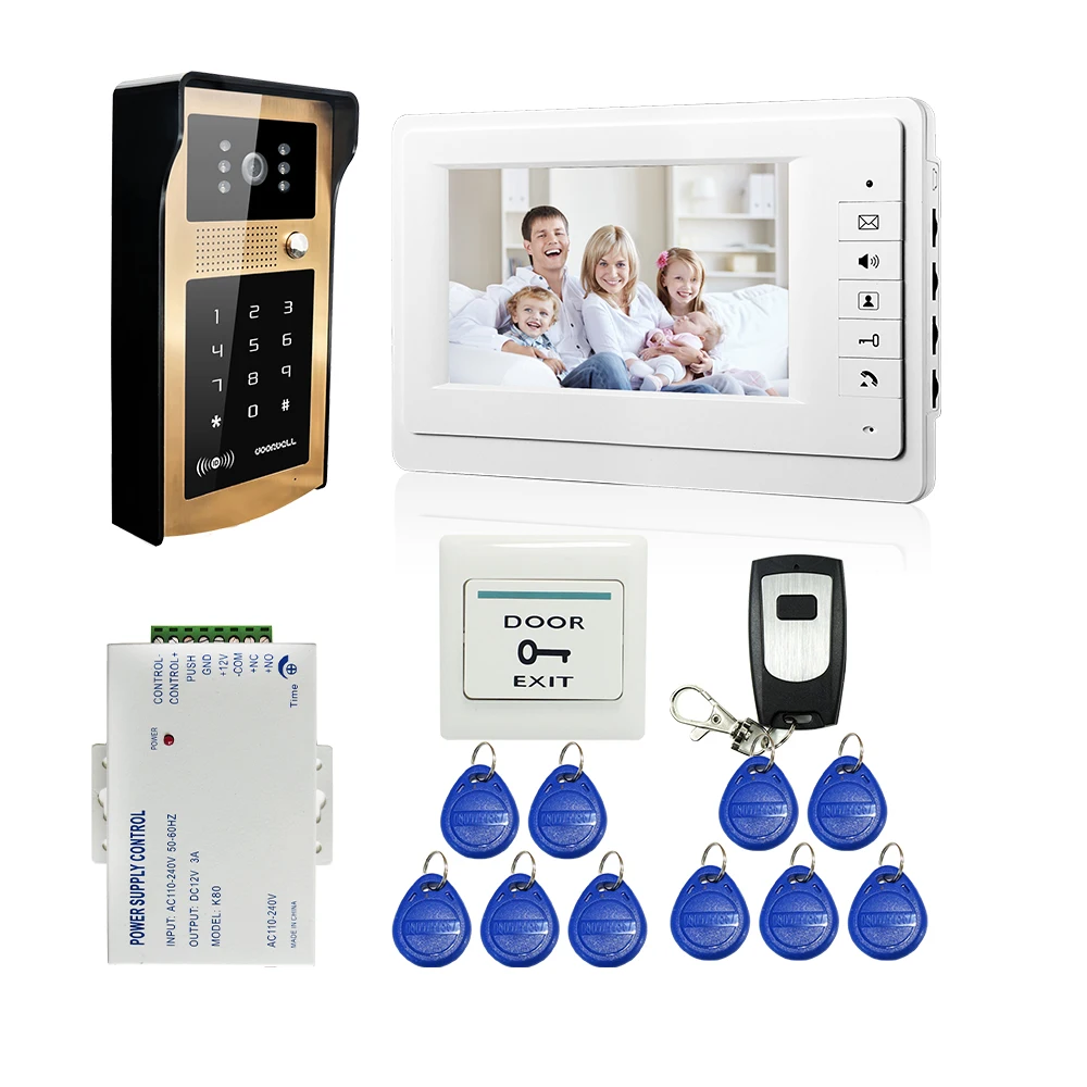 FREE SHIPPING 7 LCD Video Intercom font b Door b font Phone System White Screen Wateproof