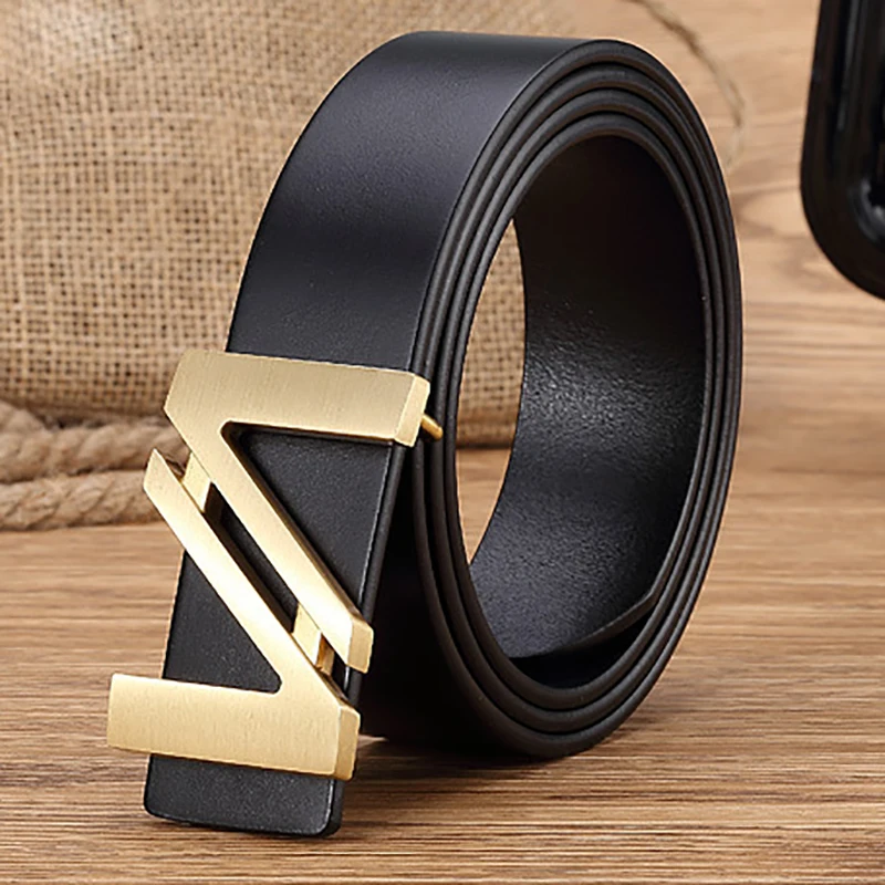 V Designer Luxury Brand Belts for Mens Genuine Leather Male Casual Jeans Vintage Fashion Solid ...