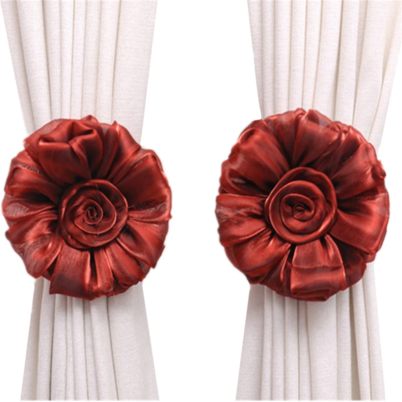

Curtain Clip 1 Pair Rose Flower Window Curtain Tieback Buckle Clamp Hook Fastener Decor Elegent Curtain Buckle Strap 40D5