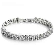 Модный роскошный браслет из стерлингового серебра 925 пробы с кристаллом в римском стиле, хорошее ювелирное изделие, браслет с кристаллом в форме сердца для женщин