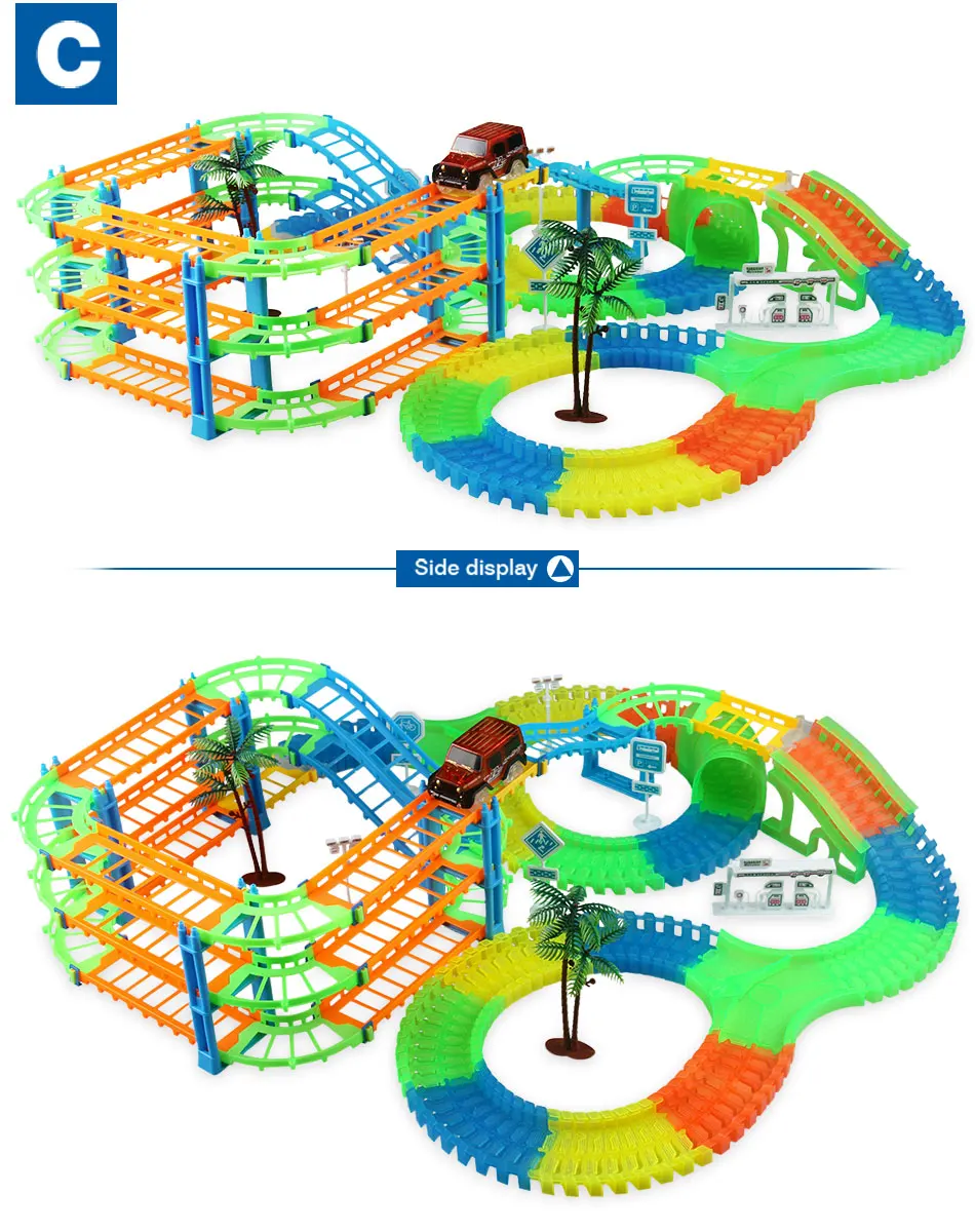 Железнодорожный волшебный гоночный трек Игровой Набор DIY изгиб Гибкая гоночная дорожка электронная вспышка развивающие игрушечные машинки для детей
