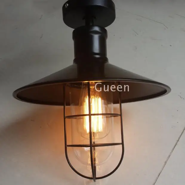 Americano armazém industrial loft ferro luz de teto preto pequeno ferro gaiola gaiola de pássaro de vidro mesa de bar lâmpada do teto|Luzes de teto| | -