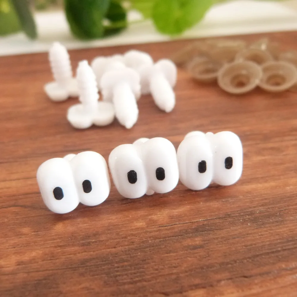 

new cute tiny 12x10mm plastic safety animal toy comical eyes & soft washer for diy doll findings-20pcs-50pcs-100pcs option