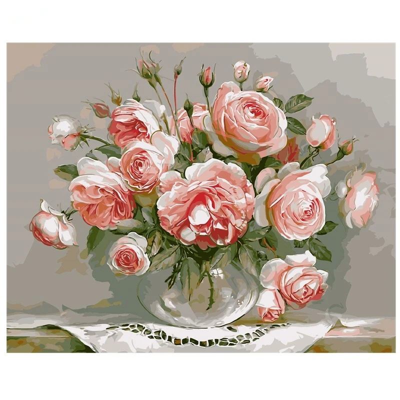 

40x50cm No Frame DIY Pictures Paint By Numbers Flowers Digital Oil Painting On Canvas handwork gift home decor szyh030