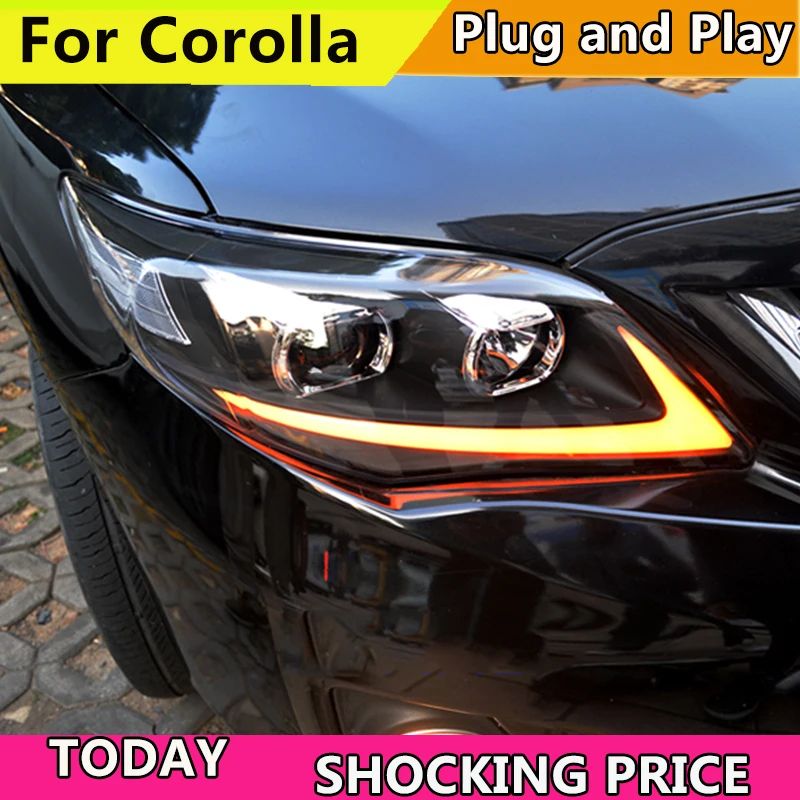 

Car Styling Head Lamp case For Toyota Corolla Altis Headlights 2011-2013 LED Headlight DRL Bi-Xenon Lens Xenon Low Beam