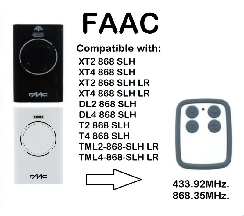 FAAC XT2 XT4 868 SLH LR сменный пульт дистанционного управления для гаражной двери 868MHZ rolling and fixed code удаленный Дубликатор