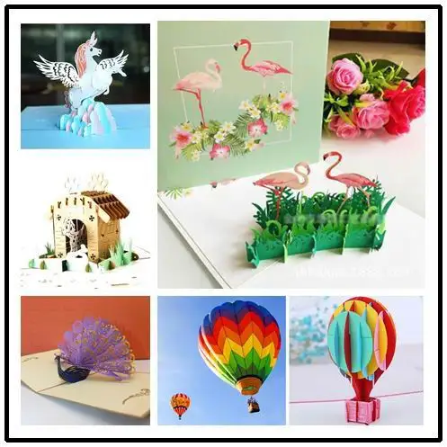 

20pcs creative 3D Flamingo birthday pop up card festival party greeting card thanksgiving blessing card postcard Invitation card