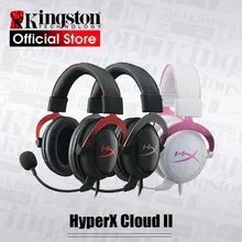 Kingston headset para jogos hyperx cloud ii, fone de ouvido com microfone e som surround 7.1, para pc e ps4