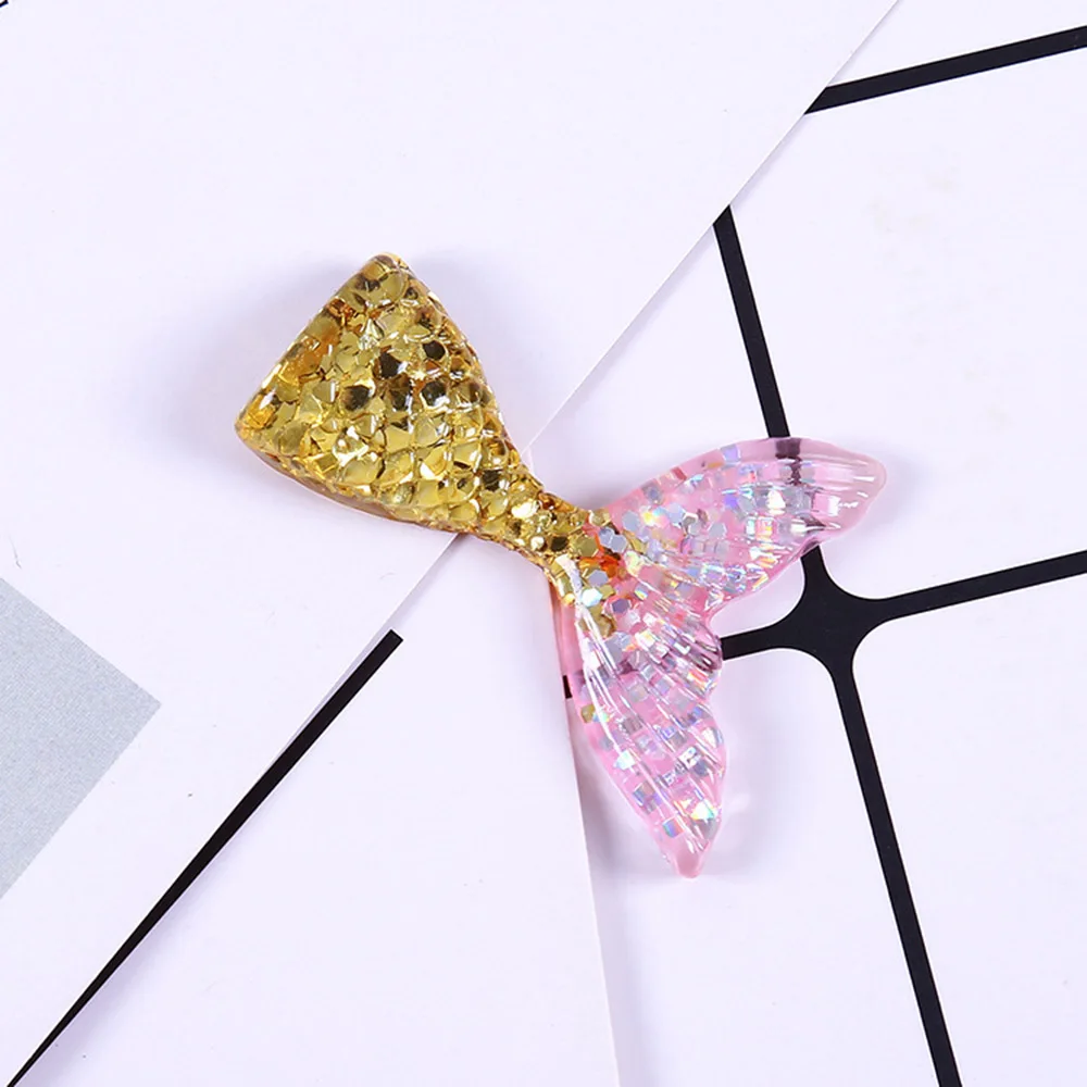 12pcs Resin gold powder Mermaid tail FlatBack stone Embellishment DIY scrapbooks
