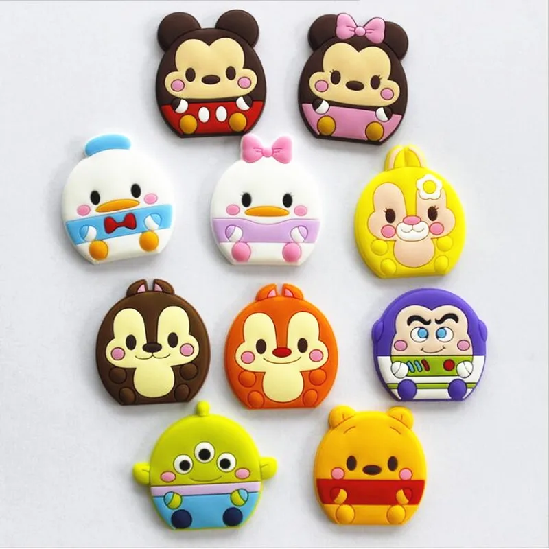10PCS-Kawaii-Cartoon-Mickey-Minnie-Bear-Lovely-Soft-Decoration-Accessories-Flat-PVC-DIY-Gadgets-Fit-Bracelets