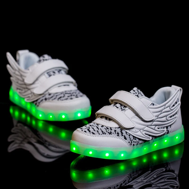 

BABAYA USB Charged Children Led Light Shoes Breathable Material Wings Boys Girls Glowing Sneakers Shoes Kids Shoes DF-6228