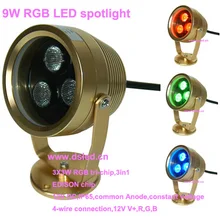 Водонепроницаемый, Открытый 9 Вт прожектор красного, зеленого, синего цвета, светодиодный RGB светодиодные фары, DS-06-17-9W-RGB, 3*3 Вт RGB 3in1, чип edison, работающего на постоянном токе 12 В