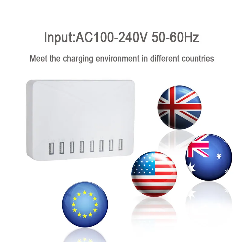 Hot sell quick USB charger Power Adapter USB power Strip 8 port USB Socket EU UK US power strip for mobile phone iphone samsung (4