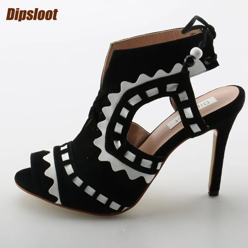 

Sexy Open Toe Summer Fashion High Heels Beading Lace Up Ladies Sandals Cut-Outs Side High Quality Party Shoes Dress Shoes