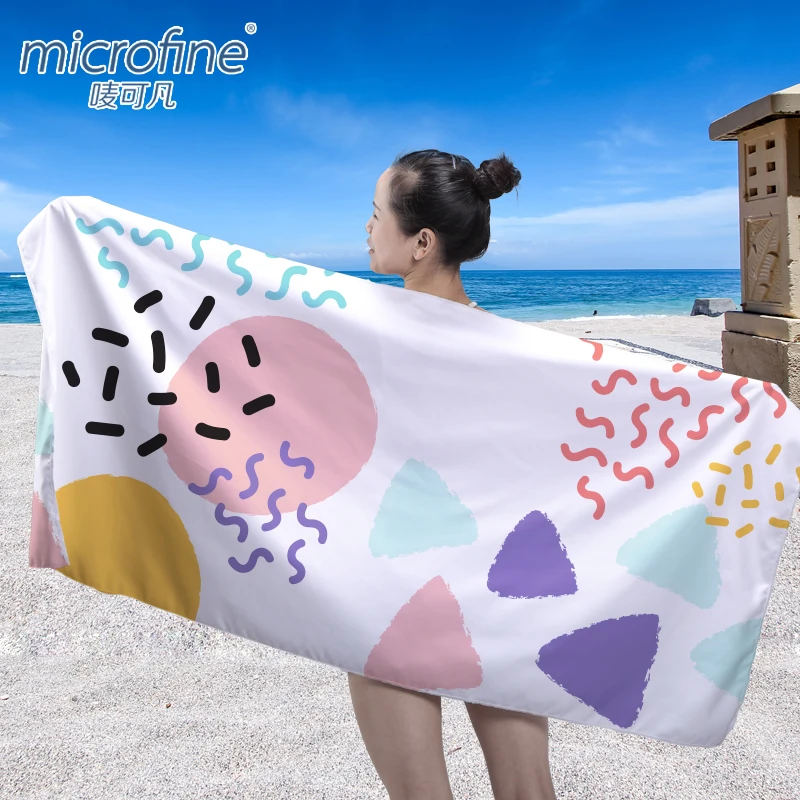 Microfine Rectangle Summer Beach Towel Spa Hot Spring Holiday Travel Bath Robe Printed Microfiber Absorbent | Дом и сад