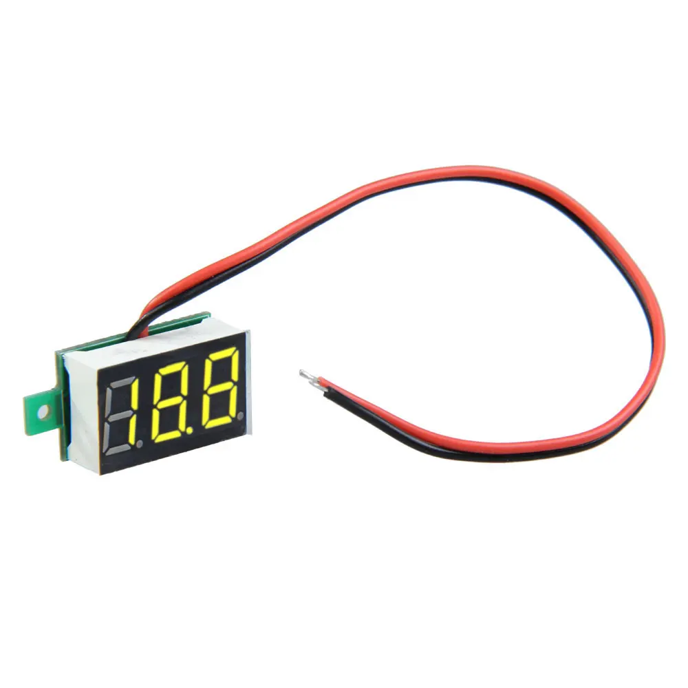 Mini Yellow Digital Voltmeter DC 2.5 30V LED Panel Voltage Meter Amp