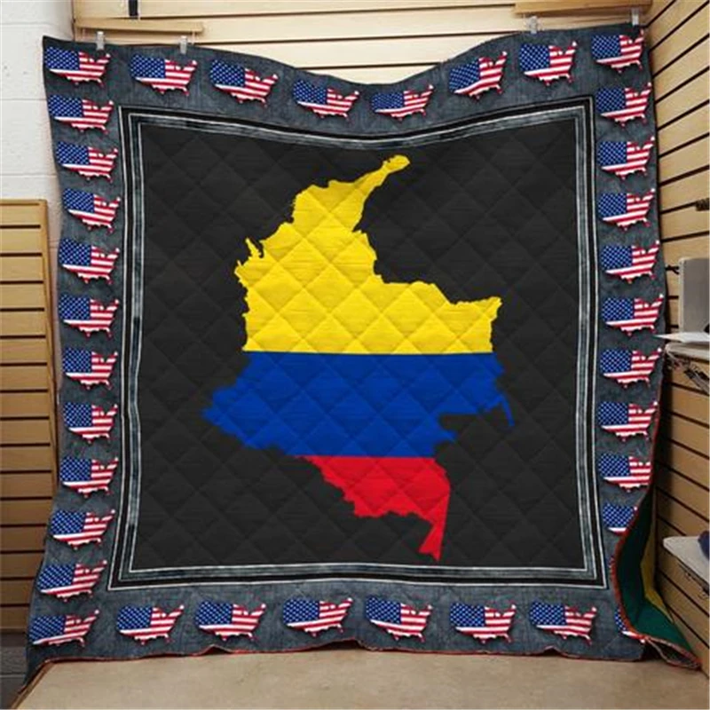 

Summer 3D Printed Map Quilt Blanket For Kids Adults Bedding Throw Soft Warm Thin Office Blanket With Cotton Quilt King Size