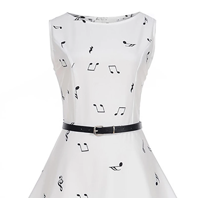 Kostlich 2018 Women Big Swing Dress Plus Size Casual O-Neck Floral Print Dresses With Sashes Summer Hepburn Vintage Dress  (3)