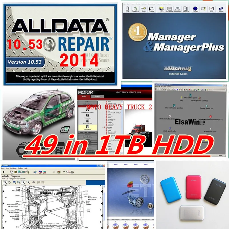 Alldata и mit-chell программное обеспечение alldata ondemand + ATSG vivid workshop ELSAwin heavy truck 1 ТБ hdd 49in1