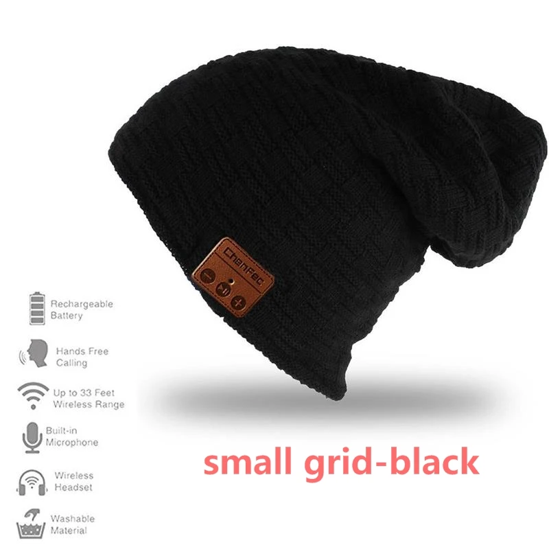 Обновленная версия, Беспроводная Bluetooth музыкальная повязка для бега, наушники, маска для сна, шапка, свободные руки, встроенный динамик и микрофон - Цвет: small-grid-black