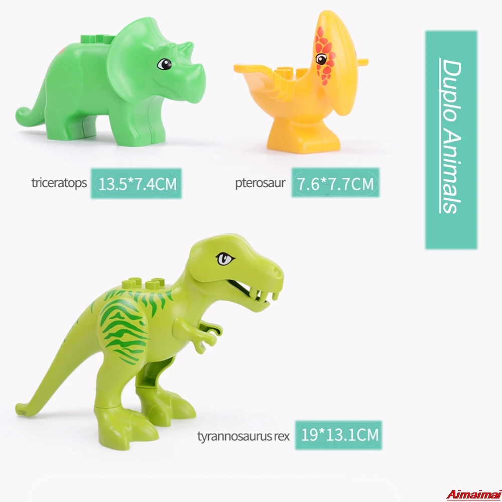 

Dinosaurs Legoing Duplo Toys Animals Baby Enlighten Bricks Building Blocks Zoo Compatible Duploed Accessories Kids Birthday Gift