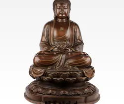 27 "Китай Тибет Бронзовый Буддизм Будда Шакьямуни Сидеть Лотоса Статуя Скульптура