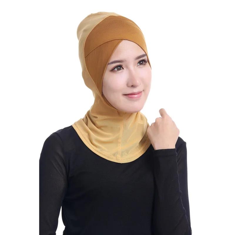 

Summer Women Mesh Islamic hijab Muslim inner hijab cross forehead shawls full cover turban instant breathable stretch headscarf