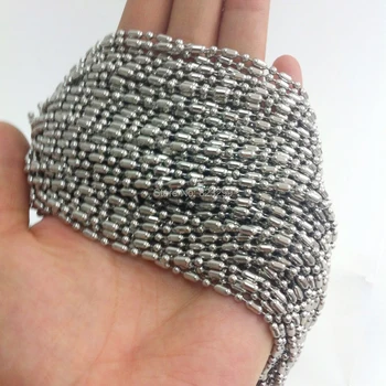 

Wholesale 5 Meter 2.0mm Silver Stainless Steel Ball&Rice Beading Strand Chain(LT-002)