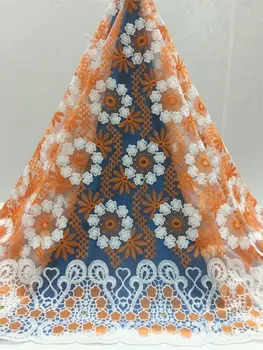 

High Quality 2019 Organza Lace Fabric Fabric with 3 D Flowers French Mesh Lace Fabrics African Tulle Lace for Party Dress