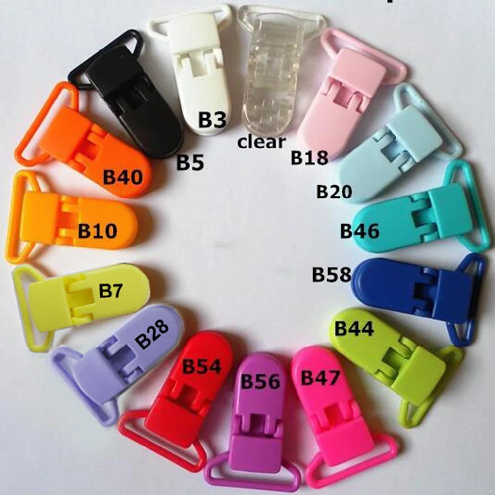 

(Оптовая Продажа) DHL Бесплатная Смешанная 15 цветов 200 шт. Горячая D-образная пластиковая пустышка клипса соска зажим для подтяжки для ленты 25 мм