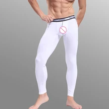 Мужские сексуальные тонкие Термобелье Длинные кальсоны мужские Леггинсы кальсоны с подогревом Термоодежда мужские зимние штаны