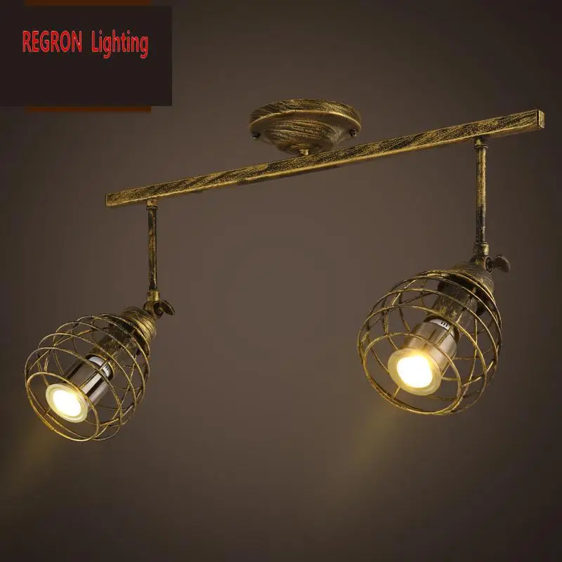 

Regron Vintage Ceiling Lights Creative Iron Mesh Guide Led E27 Lamps Industrial Loft Luminary For Clothing Store Bar Cafe Lounge