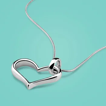 

Fashion 925 sterling silver necklace,cute Heart-shaped pendant,Solid silver necklace,Women popular silver jewelry,snake chain