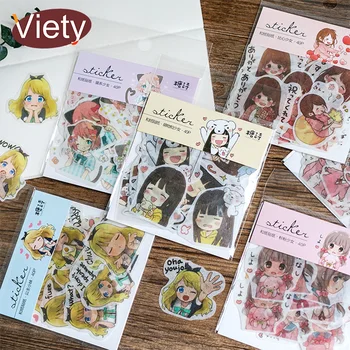 

40 Pcs/Bag Cute cartoon girl student mini paper sticker decoration stickers DIY ablum diary scrapbooking label sticker