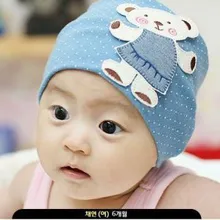 Модная маленькая аппликация медведь в горошек для маленьких мальчиков и девочек; детская шапка; сезон весна-осень; хлопковая шапка; ; 1 шт. в комплекте