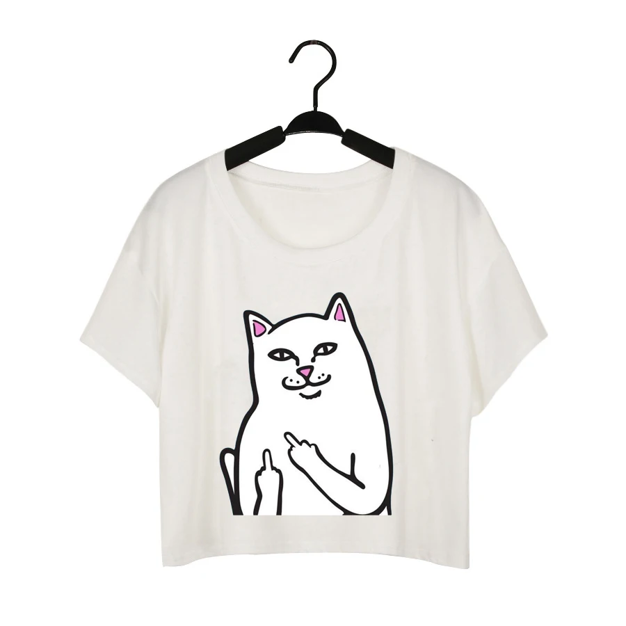 

Funny Cartoon Cheap Cat Print Women's Mini T Shirt Off white Young Girl T-Shirts Short Sleeve O Neck Mouse tshirt NV48 E3