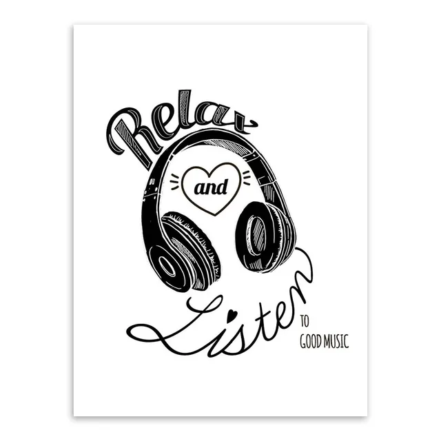 Buy Abstract Black White Music Quotes Canvas A4 Art