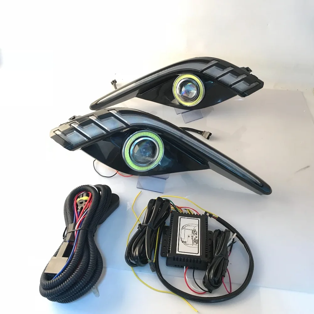 RQXR противотуманная фара вождение свет в сборе для Mazda 6 atenza cob angel eye светодиодные дневные ходовые огни сигнал поворота синий ночной режим