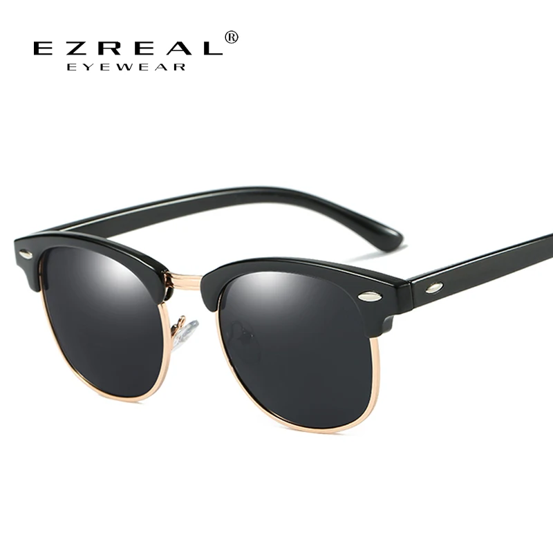

EZREAL Brand Polarized Sunglasses Men Or Women Retro Rivet High Quality Polaroid Lens Brand Design Sun Glasses Female Oculos