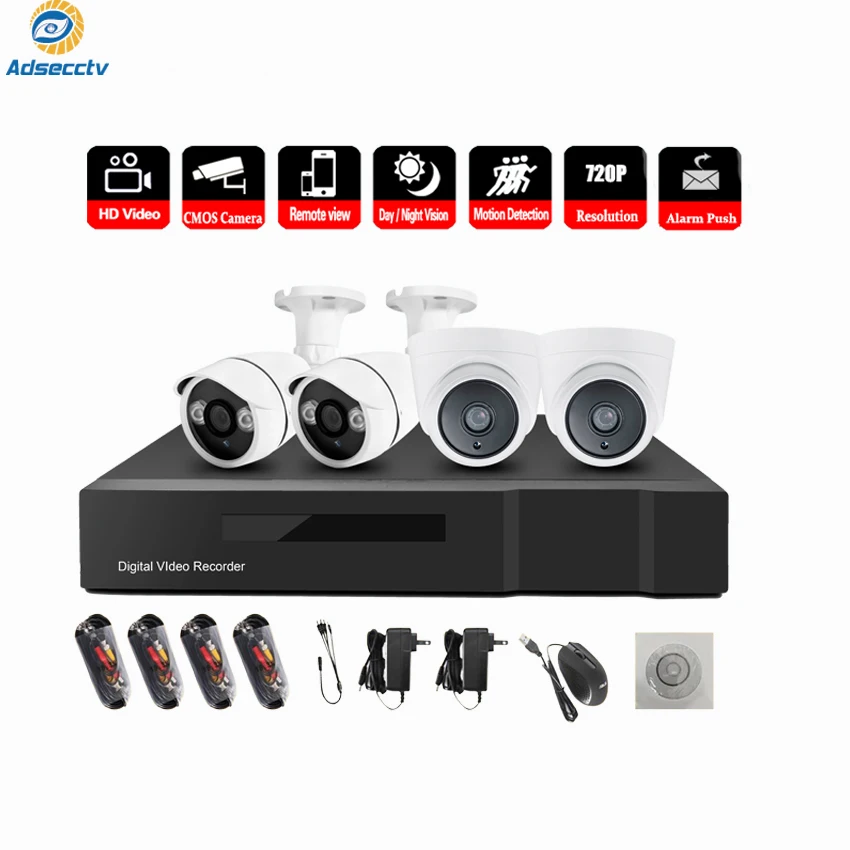 Камера безопасности Система 4ch CCTV 4 720P CCTV Камера видеонаблюдения комплект 4ch DVR видеонаблюдение