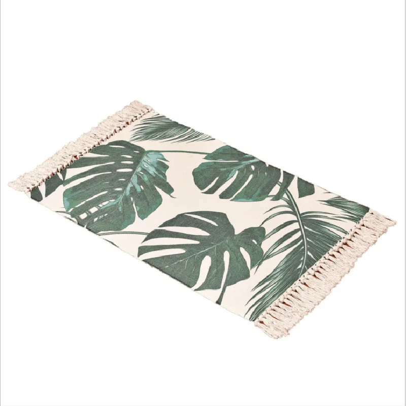 

Cotton Rug with Tassel Printed Area Rug Hand Woven Washable Rugs for Kitchen Bathroom Living Room Entryway Laundry Room Carpet