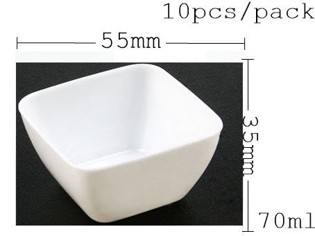 Акция-вечерние принадлежности для свадьбы, 55*35 мм/70 мл одноразовая пластиковая посуда прозрачная мини десертная квадратная миска, 10/упаковка - Цвет: White